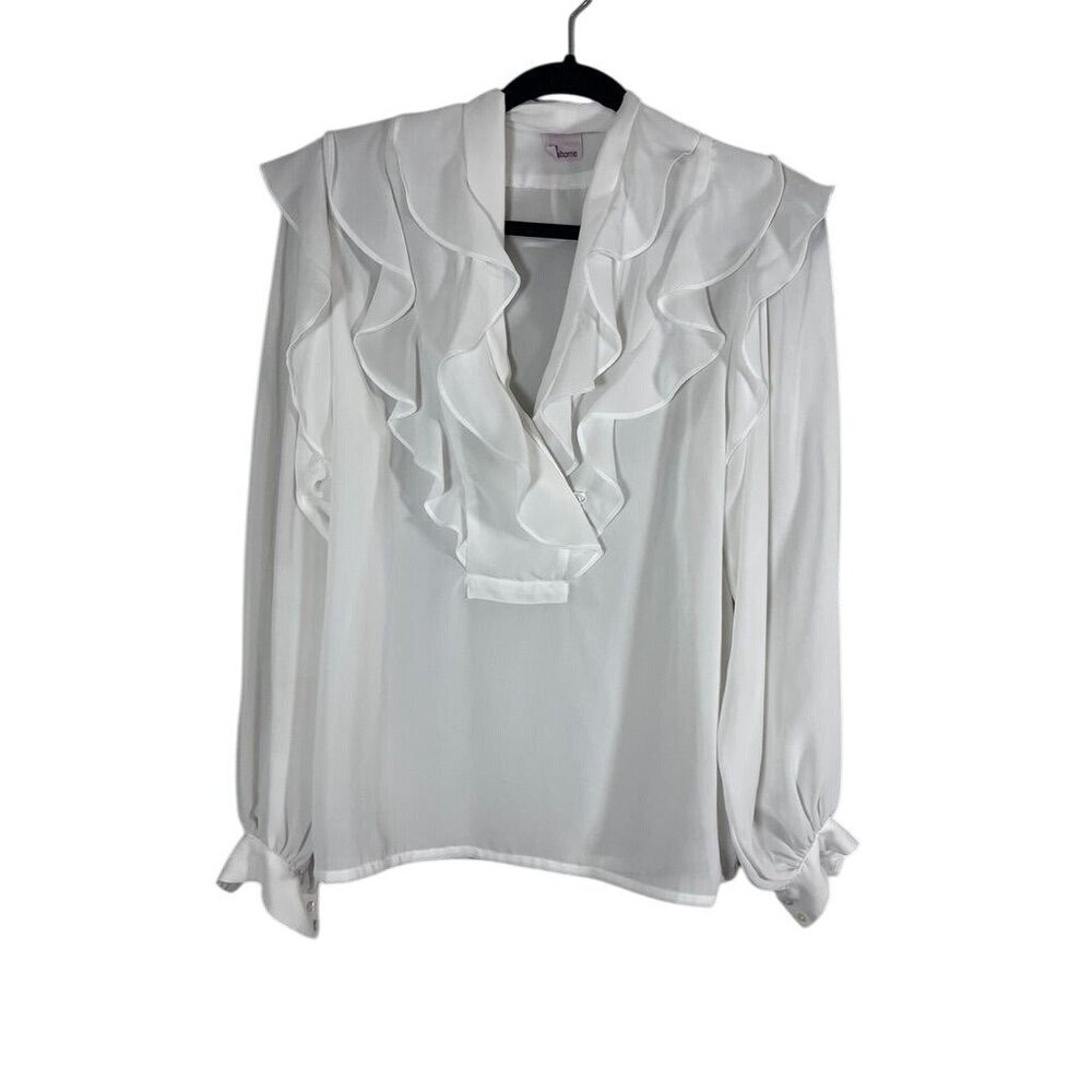 Vintage Liz Claiborne‎ Top White S Feminine Coquette Coastal Old Money Classic